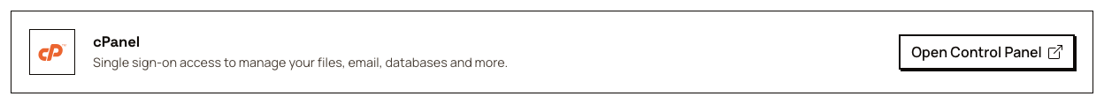 The cPanel single sign-on button on the Management tab