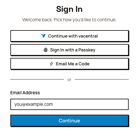 The sign-in page