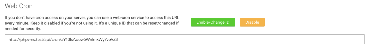 Web Cron in the phpVMS admin panel