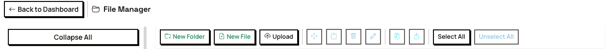 The File Manager toolbar